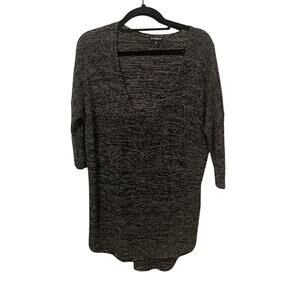 Express Gray and Black Low Cut V Neck Knit Sweater - Size Medium